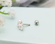 📌 Piercing jewelry length, thickness or piercing type options can vary depending on your morphology or the way your piercing has been done, so please make sure the length & sizes 📌 ※ This listing is for ONE piece, NOT a pair ※ ⚡️ Item Details (Ball End) - Thickness: 16 Gauge (1.2mm) - Bar Length: 6mm - Top Size: 9mm x 7mm - Material: 316L Surgical Steel, Shell, Cubic Zirconia, Pearl, Plated - Externally Threaded - For: Cartilage, Helix, Conch - Ball Back (4mm Ball) - 1 Piece ⚡️ Shipping In Elegant Hypoallergenic Piercings For Wedding, Elegant Hypoallergenic Wedding Piercings, Elegant Wedding Piercings, Elegant White Wedding Piercings, Dainty White Gold Wedding Piercings, White Gold Wedding Piercings, Silver Hypoallergenic Piercings For Wedding, Silver Hypoallergenic Wedding Piercings, Silver Internally Threaded Body Jewelry For Wedding