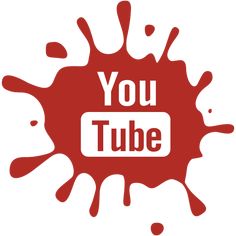 you tube logo with red paint splattered around it