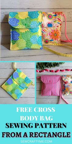 the free cross body bag sewing pattern is shown