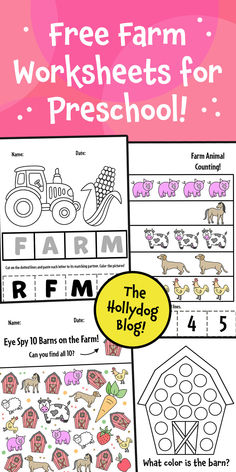 farm worksheets for preschool and homeschool with the words farm on them