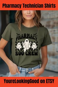 a woman wearing a t - shirt that says pharmacy technician shirts you're looking for on etsy