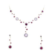 PRICES MAY VARY. Materials: Rhinestone crystals Color: Clear, pink, rose opal, fuchsia Type: Necklace Earrings Set Alloy metal: Silver-tone Size: Necklace: Center part 1.75" x 0.75" wide. Chain is 16.5"--18.5" in length. Earrings: pierced style(posts are made with sterling silver, safe for Sensitive Ears. If the posts bent Please adjust it straight back and that will be fine.) 1.5" long and 0.4" wide. Up for sale is this gorgeous necklace and earrings with sparkling rhinestone crystals. Good for Formal Pink Crystal Jewelry Sets, Pink Crystal Jewelry Sets For Formal Occasions, Elegant Pink Crystal Jewelry Sets, Elegant Pink Rhinestone Jewelry Set, Pink Sparkling Stones Jewelry Set For Party, Pink Party Jewelry Sets With Sparkling Stones, Pink Rhinestone Jewelry Set For Party, Formal Pink Necklaces With Matching Earrings, Pink Crystal Jewelry Sets With Rhinestones