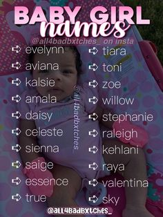 the baby girl names list is shown in pink