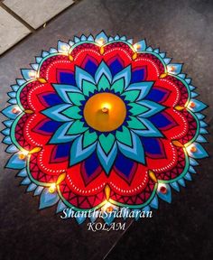 an image of a colorful flower with lights on it