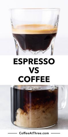 espresso and coffee in two mugs with the words espresso versus coffee