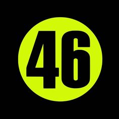 a black and yellow circle with the number 46