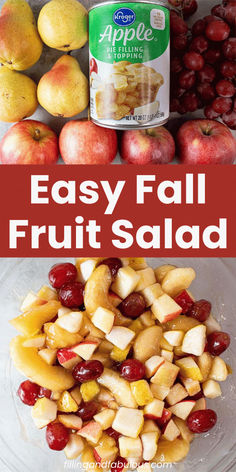 an easy fall fruit salad with apples, cranberries and oranges