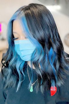 Peekaboo Hair, Cute Hair Colors, Dyed Hair Inspiration, Blue Highlights, Pretty Hair Color