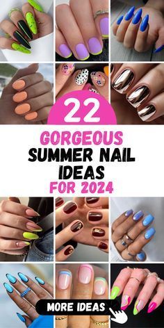 Bright Summer Nails Designs, Best Summer Nail Color, Bright Nail Designs, Pink Summer Nails, Cute Summer Nail Designs, Fun Summer Nails, Summer Nail Ideas, Summer Nail Designs, Squoval Nails