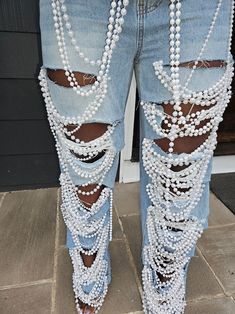 Pearl Jeans - Etsy Chic Rhinestone Jeans For Spring, Chic Straight Leg Jeans With Rhinestones, Elegant Party Jeans In Denim, Elegant Embellished Denim Bottoms, Chic Embellished Denim Jeans, Embellished Jeans For Night Out, Embellished Denim Jeans For Night Out, Chic Embellished Jeans For Parties, Pearl Jeans