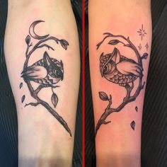 two tattoos on the legs of people who are both showing their love for each other