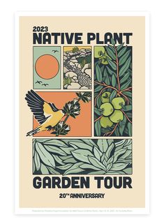 Limited edition, tree-free 2023 Garden Tour poster. 2023 Native Plant Garden Tour: Spring of LifeAs lawns go dry across Southern California, opportunity is knocking. Life can spring from our cities while we reduce our outdoor water consumption and strengthen our communities. Find out what this looks like on the 20th annual Native Plant Garden Tour on April 15th and 16th, 2023. This year we are pulling out all the stops, highlighting visionary native plant landscapes across the city, and the cast Native Plant Garden, Poster 2023, Tour Poster, Plant Garden, Tour Posters, Event Poster, Graphic Design Posters, Graphic Poster, Graphic Design Inspiration