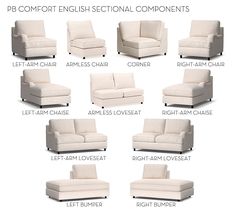 the different types of couches and loveseats are shown in this diagram below