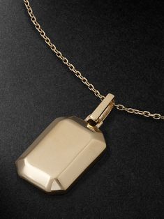 Mateo's minimalist designs are perfect for everyday wear. Crafted from polished gold, this slim chain necklace is strung with an emerald-cut pendant. Elegant Necklace With Rectangular Pendant And Box Chain, Elegant Necklace With Box Chain And Rectangular Pendant, Classic Formal Necklace With Rectangular Pendant, Classic Formal Necklaces With Rectangular Pendant, Classic Gold Emerald Necklace In Sterling Silver, Gold Emerald Necklace For Formal Occasions, Gold Emerald Necklace For Formal Events, Classic Jewelry With Adjustable Chain And Square Pendant, Elegant Jewelry With Rectangular Pendant Cable Chain