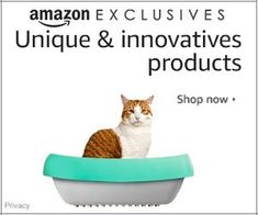 a cat sitting in a bathtub with the caption unique & innovative products shop now