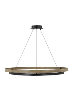 Grace 48" Chandelier in MATTE BLACK/WEATHERED OAK WOOD Grace Chandelier, Step Lighting Outdoor, Two Rings, 3 Light Chandelier, Contemporary Chandelier, Tech Lighting, Weathered Oak, Led Chandelier, The Grace