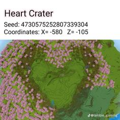 an image of a map with the words heart crater on it's bottom corner