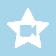 a white star with a speech bubble in the center on a light blue sky background