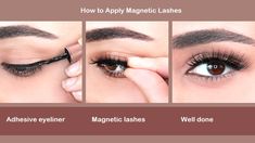 Are magnetic lashes safeAre magnetic lashes reusableAre magnetic lashes waterproofHere are some faq for you to know about magnetic lashes. Lashes Types, Daily Eye Makeup, Applying False Lashes, Daily Makeup Routine, Lash Tools, Stunning Makeup, Magnetic Eyelashes