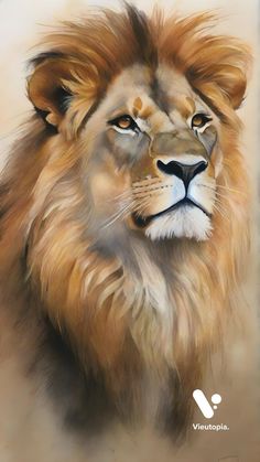 an oil painting of a lion's face