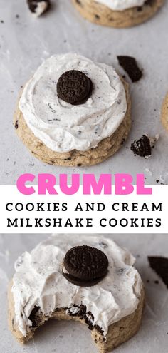 cookies and cream milkshake cookies with oreo cookie crusts on the top