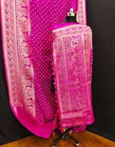 Type: Saree Saree Color: Bright Pink Blouse Color: Matching Saree Length: 6.3 Mtrs (With Blouse) Blouse Length: 0.80 Mtr Fabric: Silk Work: Weaving Care Instruction: Hand Wash Product Code: 11451 Pink Bandhani Saree, Pink Blouse