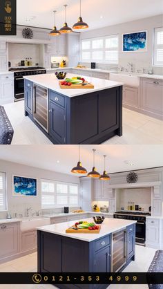 two pictures of the same kitchen island in different stages of being remodeled and remodeled