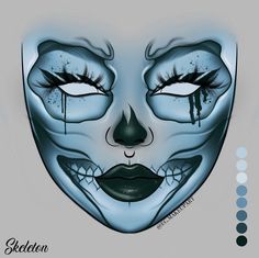 Halloween Makeup Looks Drawing, Silver Halloween Makeup, Cute Monster Makeup, Face Painting Designs Creative, Edgy Eye Makeup, Creepy Clown Makeup, Spooky Makeup, Makeup Stencils