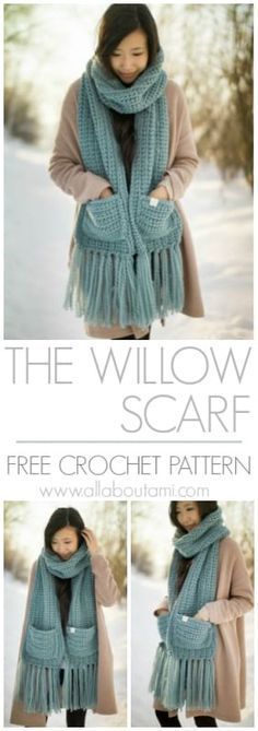 The Willow Scarf All About Ami, Pocket Shawl, Crochet Pocket, Pocket Scarf, Statement Scarf, Crochet Scarfs, Debbie Macomber, شال كروشيه