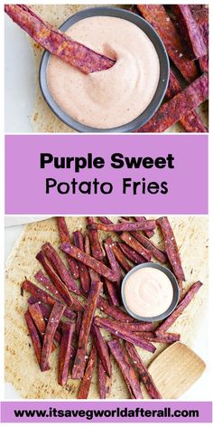 purple sweet potato fries with dipping sauce