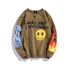 Kanye West Sweatshirt, Lucky Me I See Ghosts, I See Ghosts, Stranger Things Hoodie, Estilo Harajuku, Velvet Sweatshirt, Lucky Me, Velvet Sweater, Streetwear Hoodie