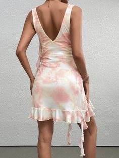 Shop Stereo Flower Tie Dye Asymmetrical Hem Dress now at Partheafashion. You can also choose more fashion style. Flower Tie Dye, Party Pattern, Flower Tie, Asymmetrical Hem Dress, Clean Body, Style Party, Floral Decoration, Printed Dress, Asymmetrical Hem