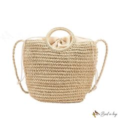 Bird in Bag - New straw bag female beach bag simple solid color woven handbag casual single shoulder crossbody bag Straw Crossbody Bags For Beach, Braided Tote Bags For Beach Season, Beach Straw Bag With Braided Handles And Crossbody Shape, Summer Straw Crossbody Bag, Beach Straw Crossbody Bag With Braided Handles, Beach Crossbody Straw Bag With Braided Handles, Chic Braided Bag For Beach Season, Straw Crossbody Bag For Beach Season, Large Capacity Straw Crossbody Bag For Vacation