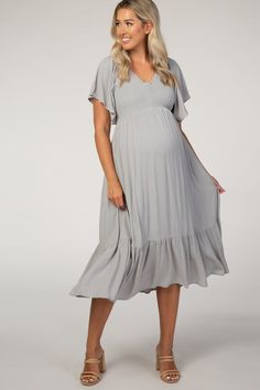 Lavender Smocked Ruffle Maternity Dress – PinkBlush Summer Maternity Dress With Smocked Back, Maternity V-neck Ruched Dress, Maternity V-neck Dress With Ruched Details, V-neck Ruched Maternity Dress, Maternity Short Sleeve Dresses With Smocked Back, Summer Flowy Maternity Dress With Smocked Back, Maternity Dresses With Smocked Back And Short Sleeves, Maternity Midi Dress With Smocked Back, Spring Maternity Wear Ruched Dresses