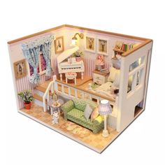 a doll house is shown with furniture and accessories