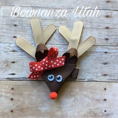 Made Of Ribbon On An Alligator Clip. Super Cute For The Holidays! Price Is For 1 Clip Hair Ribbons Diy, Reindeer Hair, Ribbon Sculptures, Sheep Crafts, Headband Hat, Ribbon Sculpture, Christmas Hair Bows, Making Hair, Hair Ribbons