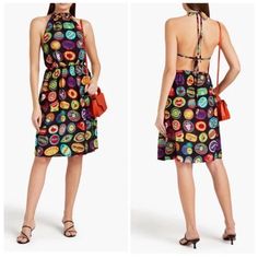 Love Moschino Fruit Stamp Printed Woven Halter Neck Dress New With Tags Size:2 Moschino Dress, Stamp Printing, Love Moschino, Halterneck Dress, Halter Neck, Moschino, New Dress, Colorful Dresses, Black And Red