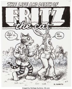 Robert Crumb Art, Fritz The Cat, Robert Crumb, Cat Comics, Retro Comic, Comic Page, Vintage Comics, Cool Cartoons, Old Art