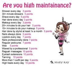 a poster with the words are you high maintenance? and an image of a woman in pink