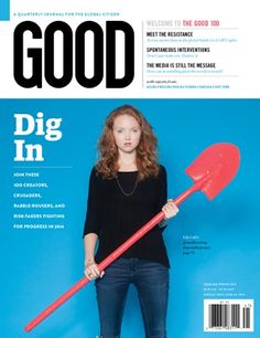 the cover of good magazine with a woman holding a red paddle and wearing black shirt