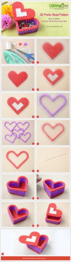 the instructions for how to make an origami heart box with beads and thread