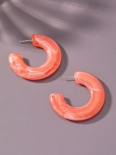 peach chunky resin hoop earrings Trendy Small Hoop Orange Earrings, Trendy Pink Beaded Hoop Earrings, Resin Hoop Earrings, Hoop Earrings, My Style