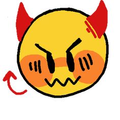 an image of a smiley face with horns on it's head and eyes closed