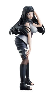 an anime character with long black hair and boots