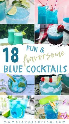 Bring a touch of the tropics home with these colofrul and flavorsome concotions all based around the color blue! Blue Curacao and blueberries star in this selection of fun blue cocktails, perfect for 4 July themes, beach and pool parties or any time you feel like the tropical vibes of the Caribbean | Blue Cocktails | DIY Cocktails | Tropical Cocktail recipe ideas | Mama Loves A Drink Drink Recipes With Blue Curacao, Teal Alcoholic Drinks, Blue Pitcher Cocktails, Tiffany Blue Cocktail Drink Recipes, Beach Themed Drinks Cocktails, Drinks To Make With Blue Curacao, Blue Colored Cocktails Drink Recipes, Blue Curacao Cocktail Recipes