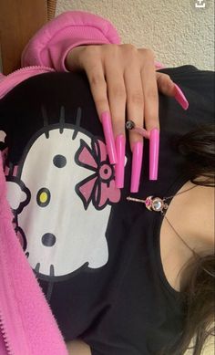 Hello Kitty Girls Aesthetic, Hot Pink Nails, Hello Kitty Themes, Pink Aura, Hello Kitty Birthday, Pink Hello Kitty, Hello Kitty My Melody, Pink Girly Things, Hello Kitty Items