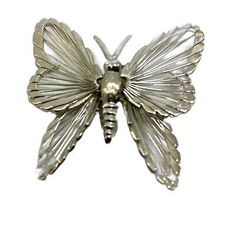 Vintage Sliver Tone Monet Butterfly Brooch Pin  | eBay Elegant Silver Metal Brooches, Vintage Silver Lapel Pin For Party, Silver Vintage Lapel Pin For Party, Silver Butterfly Pins For Gift, Silver Metal Brooches As Gift, Silver Metal Brooches For Gifts, Silver Butterfly Brooch For Party, Elegant Silver Butterfly Brooch, Elegant Silver Butterfly Brooches