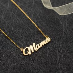 Handmade Mama Necklace gold, Silver Mom Necklace, Mothers Necklace 925 Sterling Silver, Gifts for New Mom, Mother's Day Jewelry, Silver name necklace for women * Material: High Quality Solid 925 Sterling Silver. * Necklace Length: 18 inches * Finish: Sterling Silver ∙ 18K Gold ∙ Rose Gold. * Hypoallergenic: Suitable for sensitive skin * All our jewelry is custom made by hand with care in our workshop. These necklaces beautifully catch the light and leave a gleaming impression! Energetic, unique, Custom Name Pendant Necklace For Mom, Gold Name Charm Necklace For Mom, Gold Name Charm Necklace As Gift For Mom, Gold Charm Necklace With Name For Mom, Nameplate Necklace As Gift For Mom, Custom Rose Gold Sterling Silver Necklace For Mother's Day, Rose Gold Necklace Hallmarked As Gift For Mom, Engraved Nameplate Necklace For Mom, Sterling Silver Name Necklace For Birthday And Mother's Day