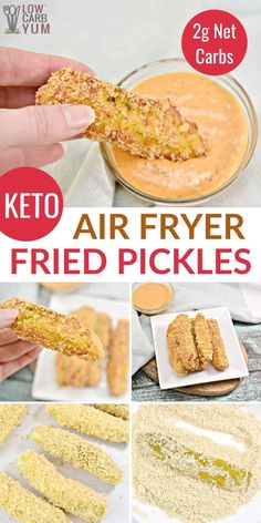 the keto air fryer fried pickles are ready to be eaten and served