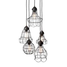 Wire Five Industrial Chic Pendant Lamp Industrial Style Pendant Lights, Industrial Inspiration, Bulb Pendant Light, Multi Pendant, Industrial Chandelier, Pendant Fixture, Long Table, Elk Lighting, Mini Pendants